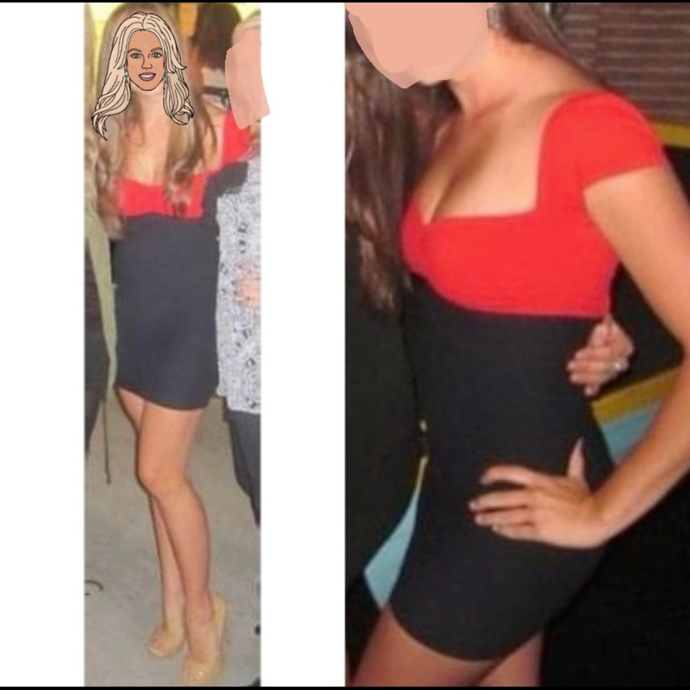 Bebe Red & Black Nylon Spandex Mini Dress